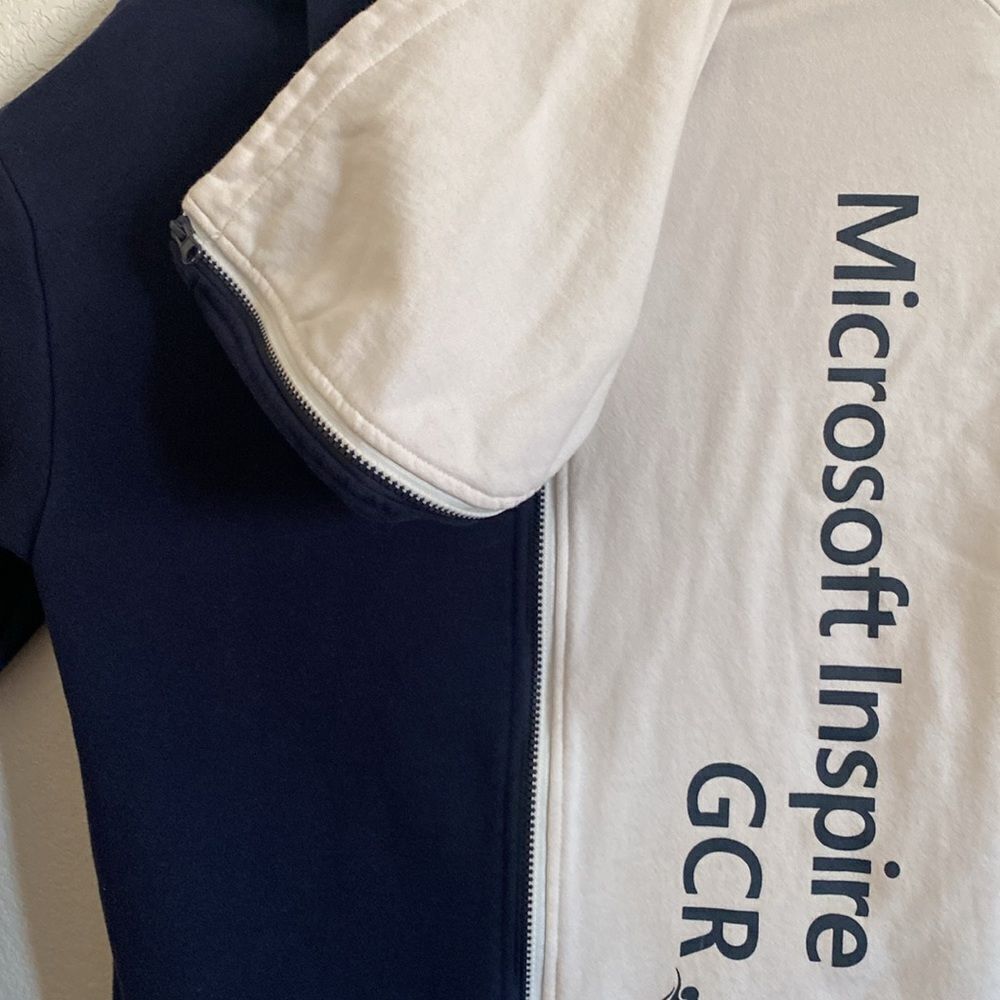MICROSOFT Yin Yang FullZip Navy/White Sweatshirt Hoodie Size M - Picture 5 of 10